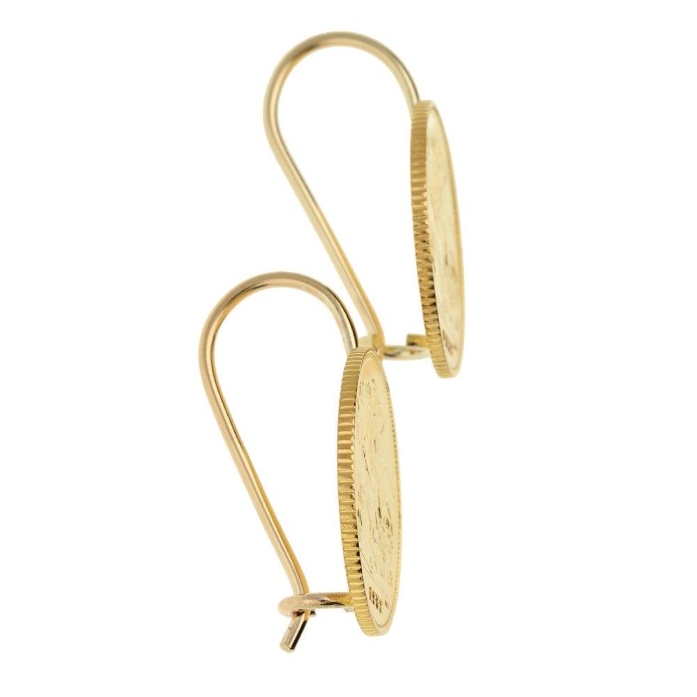 1982 Yellow Gold Half Sovereign Earrings 9.1g