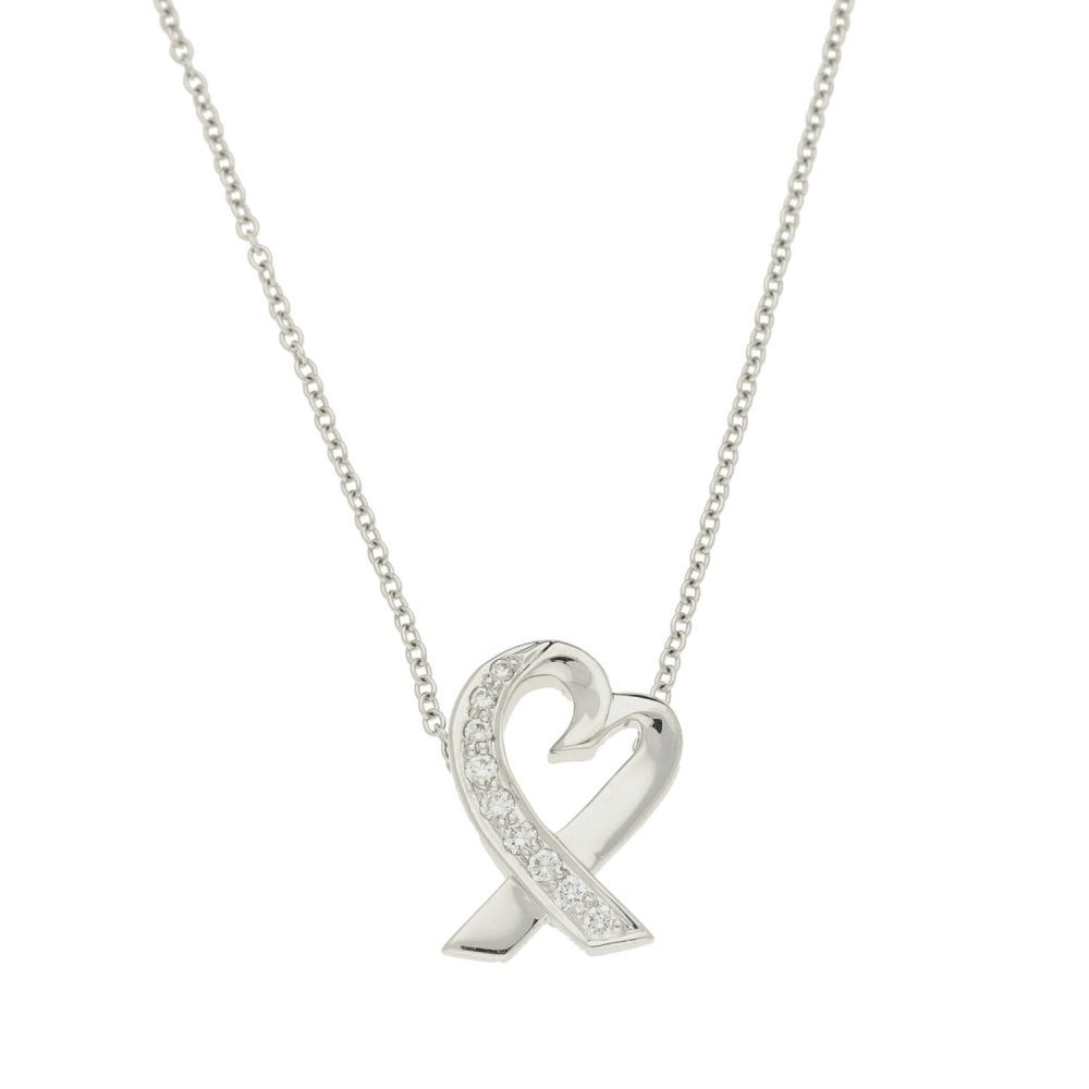 18ct White Gold Necklace & Diamond Heart Pendant - 0.10ct