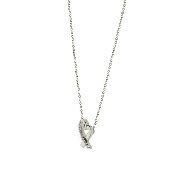 18ct White Gold Necklace & Diamond Heart Pendant - 0.10ct