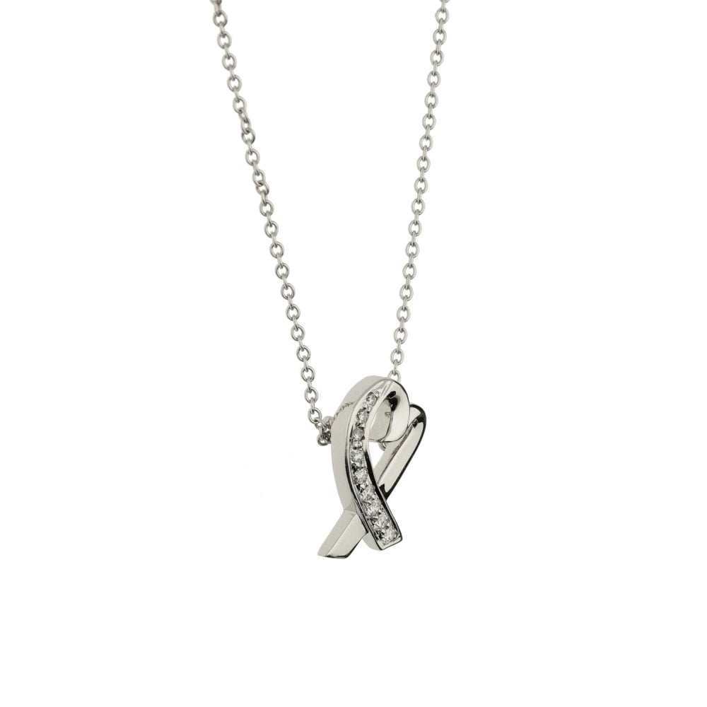 18ct White Gold Necklace & Diamond Heart Pendant - 0.10ct