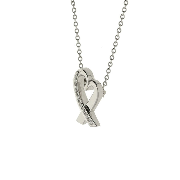 18ct White Gold Necklace & Diamond Heart Pendant - 0.10ct