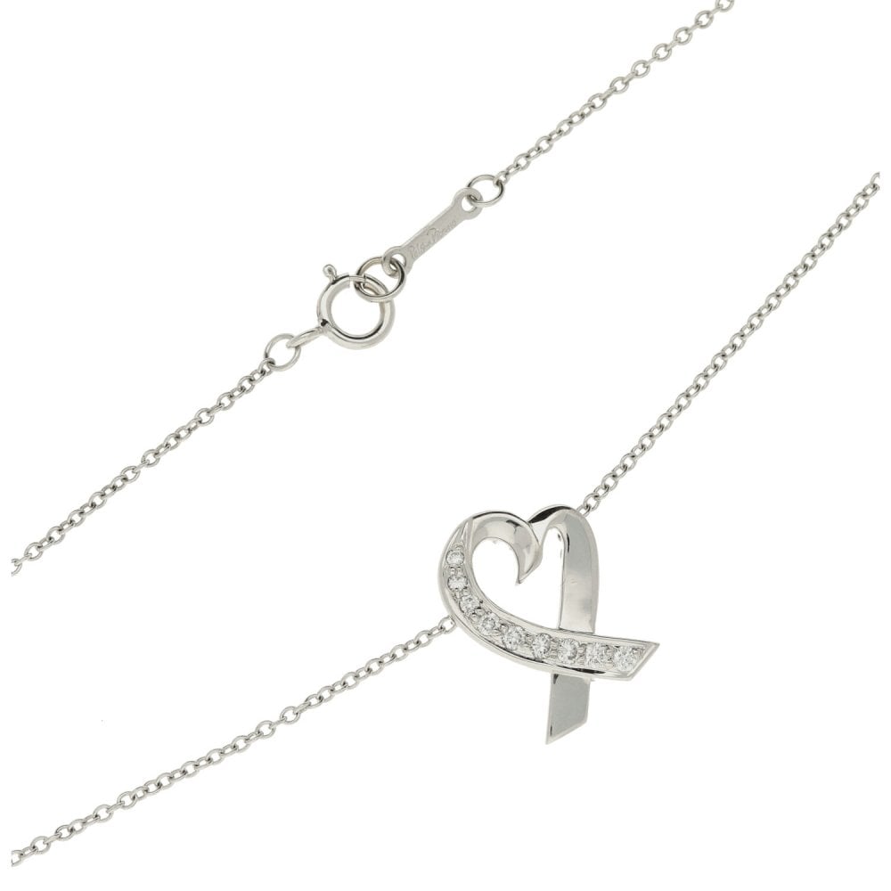 18ct White Gold Necklace & Diamond Heart Pendant - 0.10ct