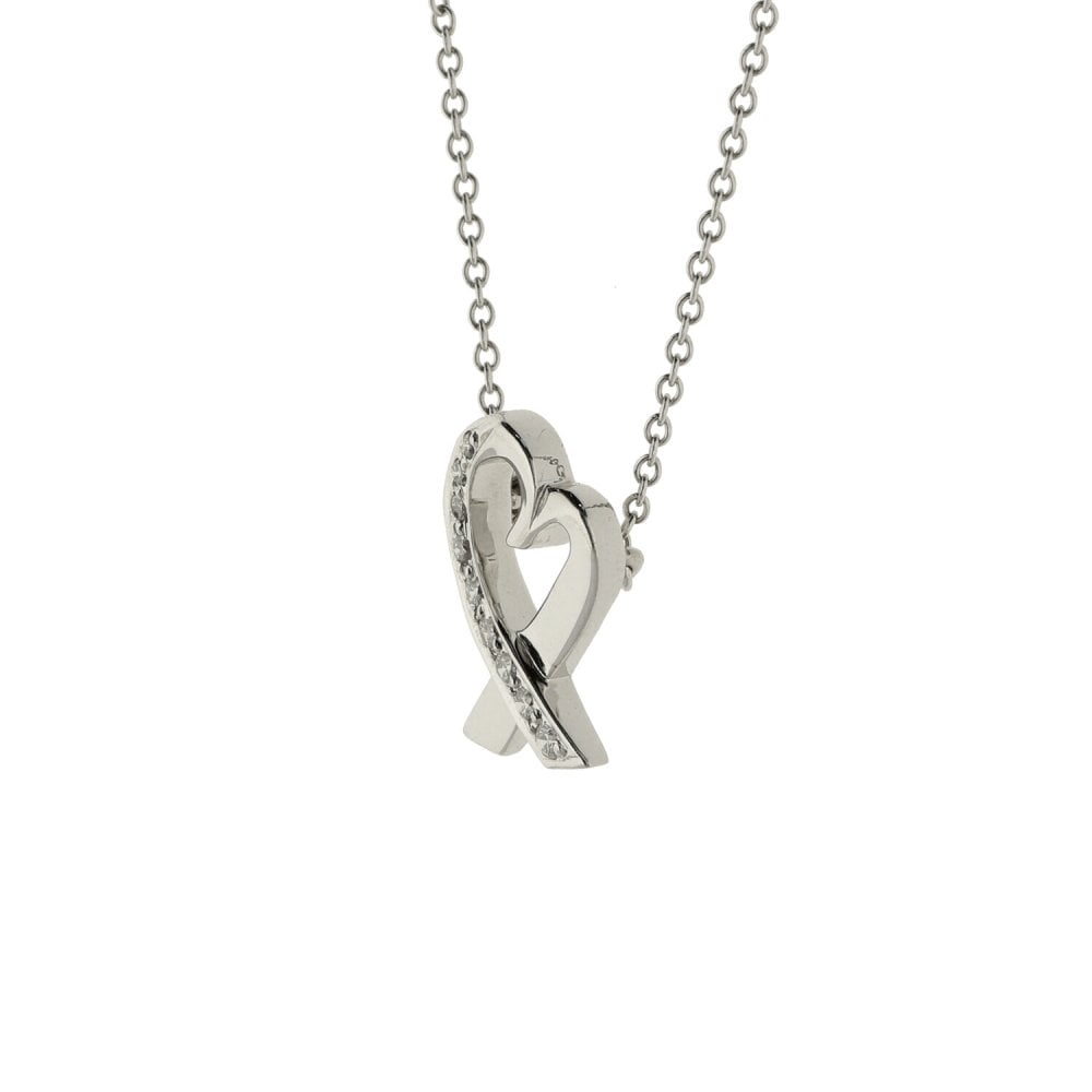 18ct White Gold Necklace & Diamond Heart Pendant - 0.10ct