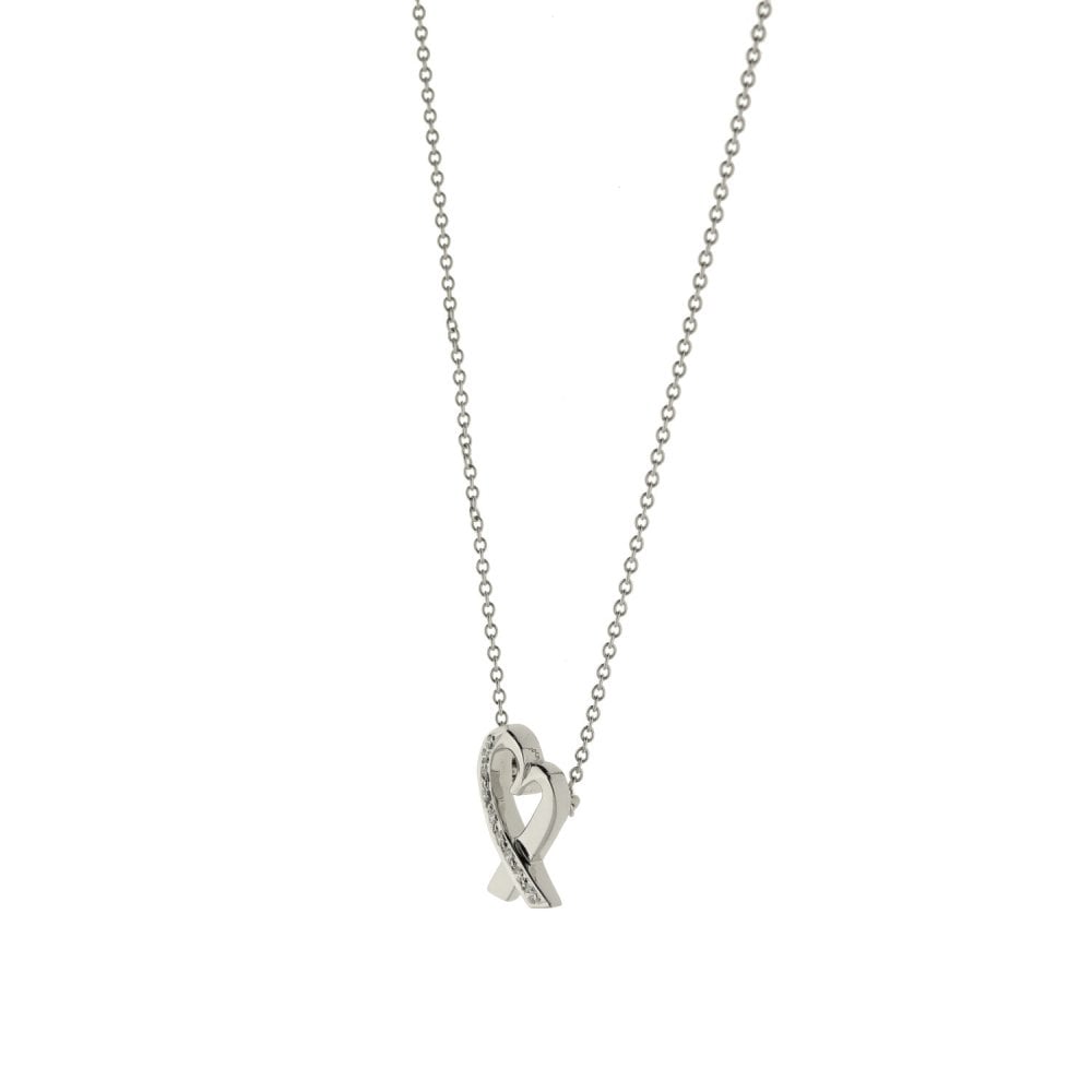 18ct White Gold Necklace & Diamond Heart Pendant - 0.10ct