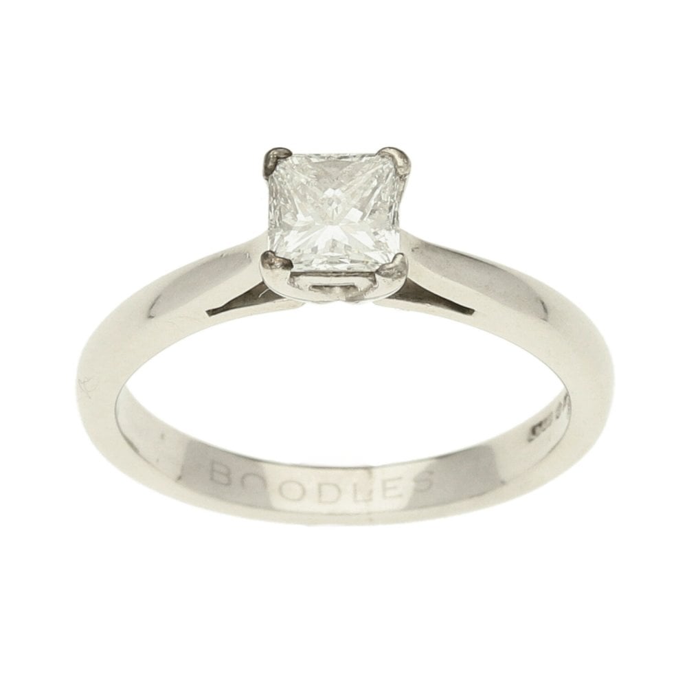 Platinum Ladies Princess Cut Diamond Engagement Ring - 0.47ct