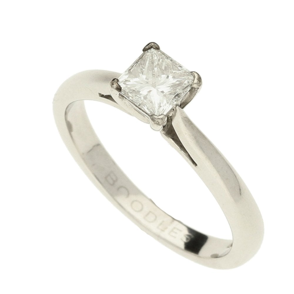 Platinum Ladies Princess Cut Diamond Engagement Ring - 0.47ct