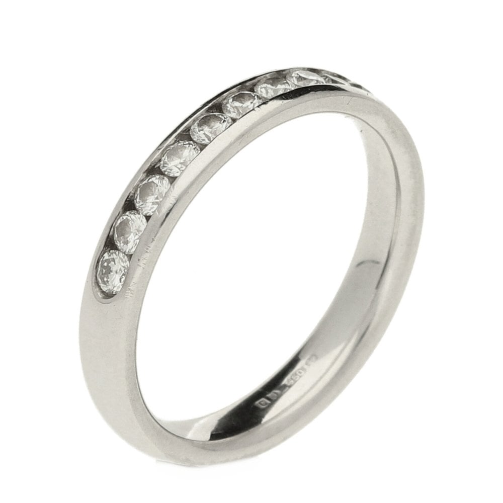 Platinum Ladies Diamond Half Eternity Ring - Size H - 0.36ct