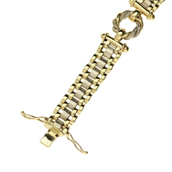 9ct Yellow & White Gold Fancy Link Ladies Bracelet - 20.8g