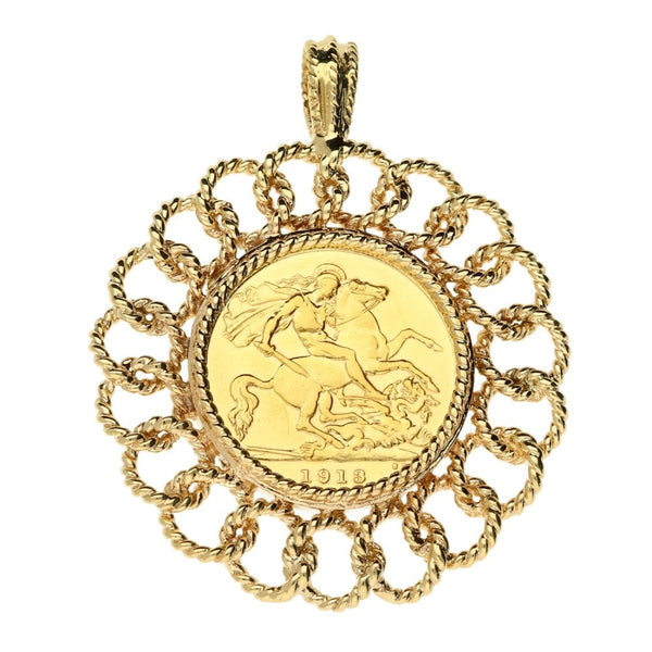 9ct Gold 1913 King George V Half Sovereign Pendant