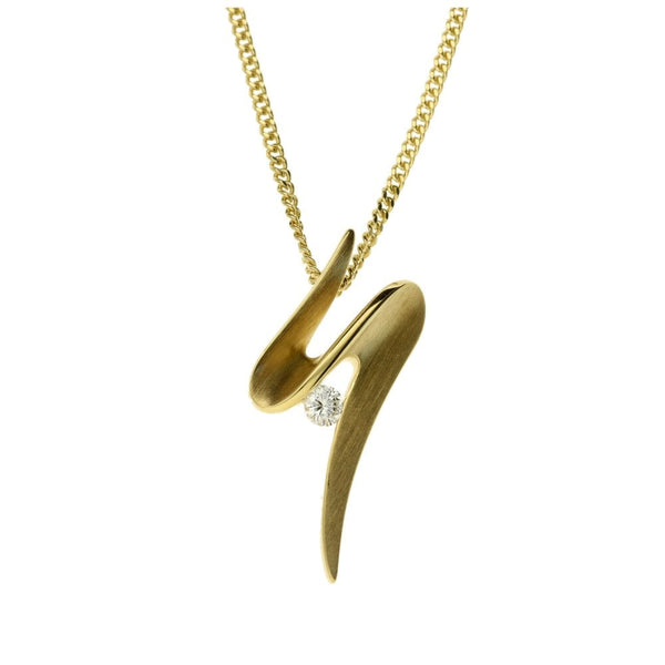 18ct Yellow Gold Diamond Pendant Necklace - 18'' Chain