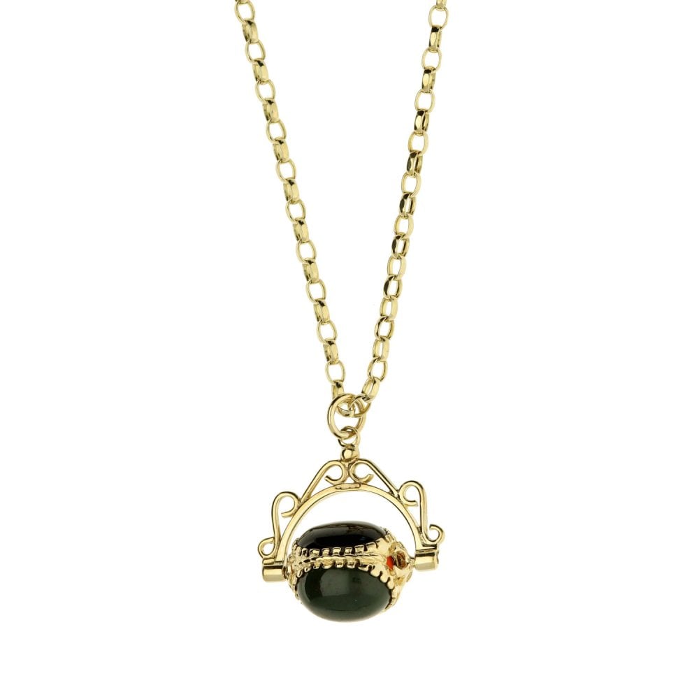 9ct Gold Belcher Chain & Spinning Coloured Fob - 9.1g