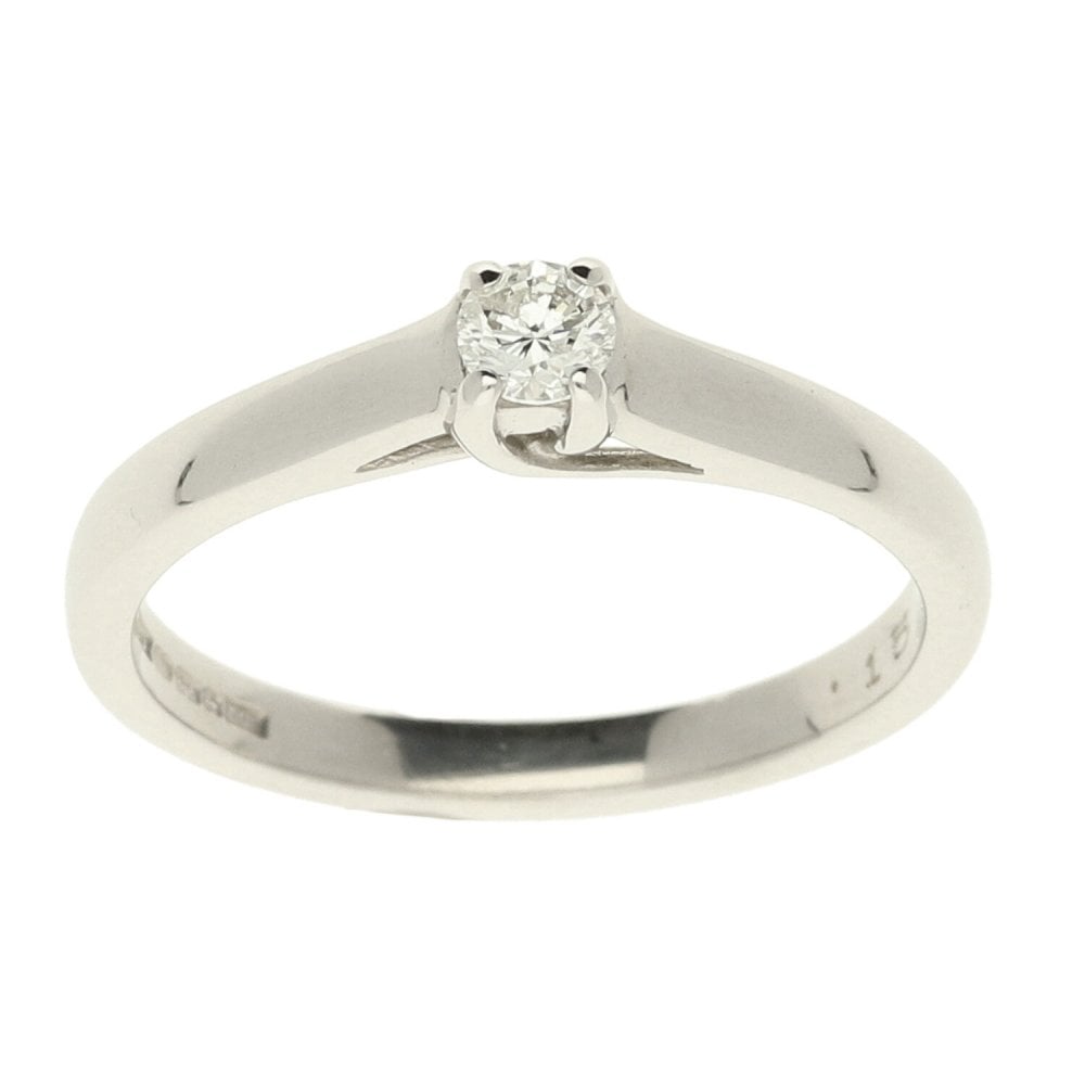 Size M 9ct White Gold Diamond Solitaire Ring - 0.15ct