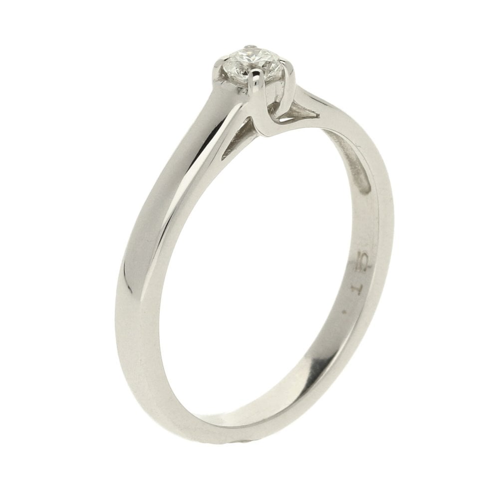 Size M 9ct White Gold Diamond Solitaire Ring - 0.15ct