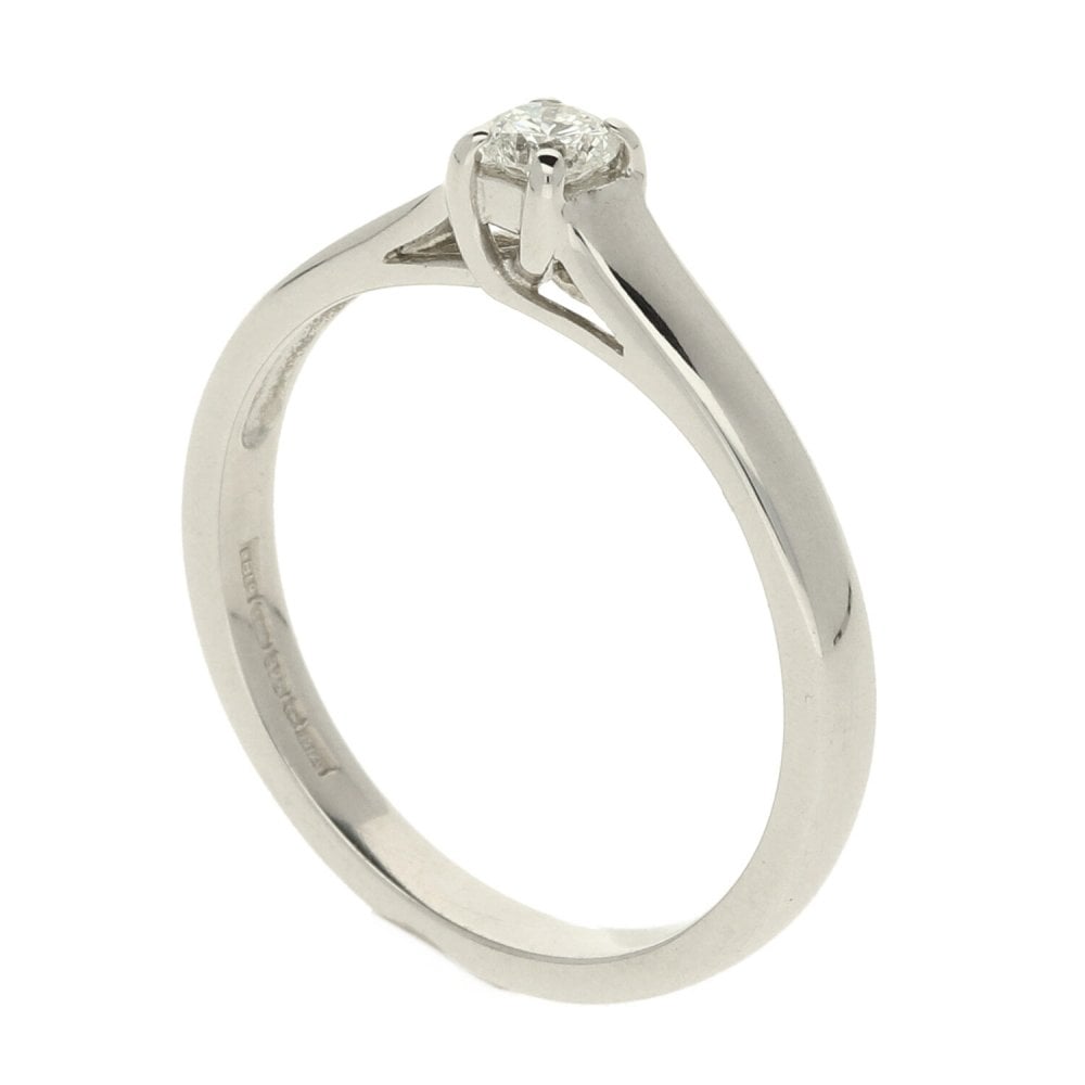 Size M 9ct White Gold Diamond Solitaire Ring - 0.15ct