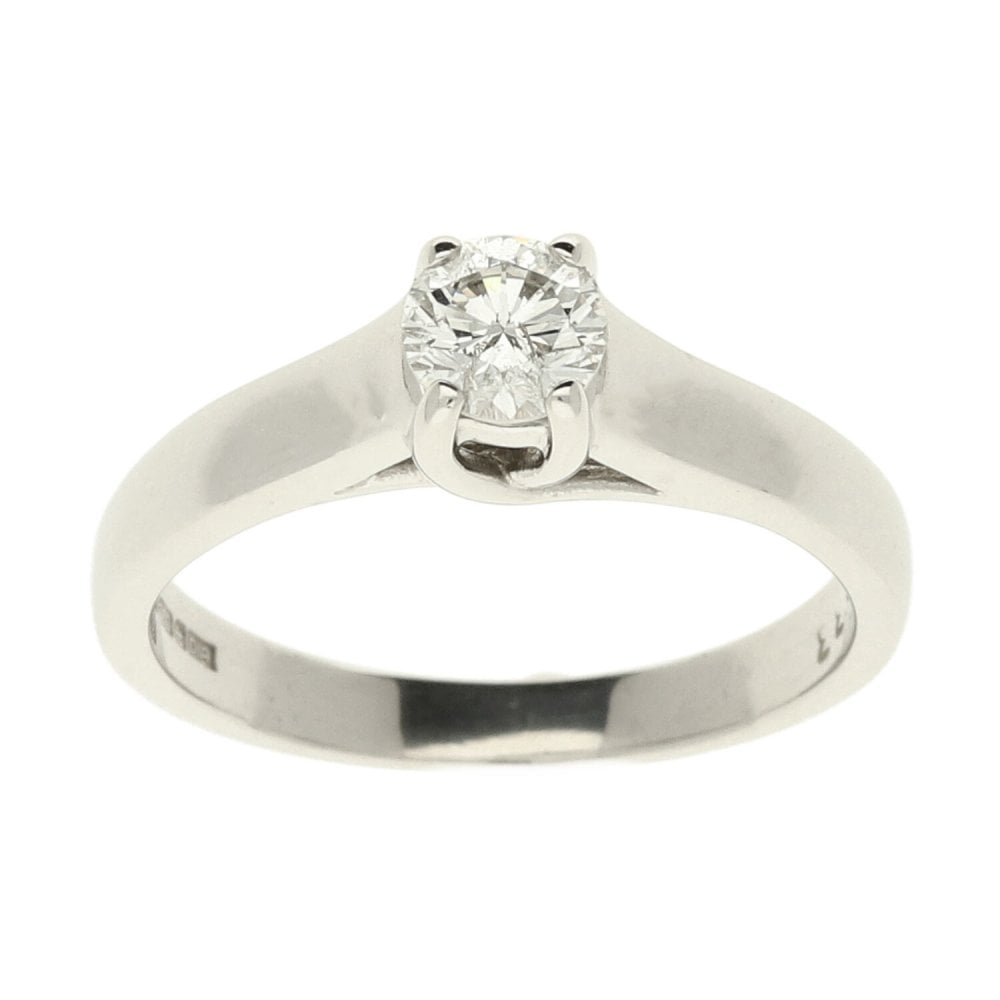 18ct White Gold Round Brilliant Diamond Solitaire Ring - 0.33ct