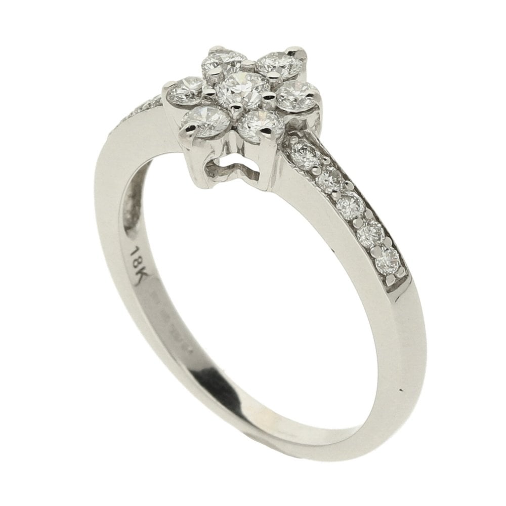 18ct White Gold Diamond Cluster Ring - 0.50ct