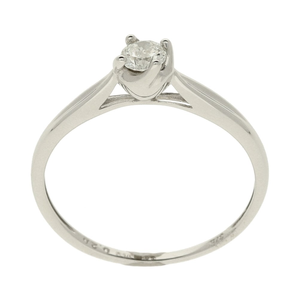 9ct White Gold Round Brilliant Diamond Solitaire Ring - 0.20ct