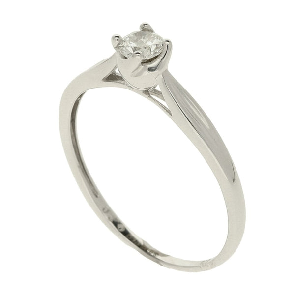 9ct White Gold Round Brilliant Diamond Solitaire Ring - 0.20ct