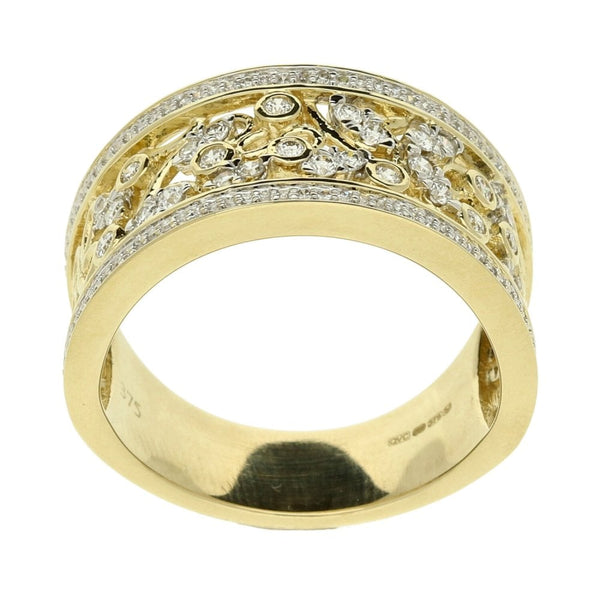 9ct Yellow Gold Fancy Diamond Band Ring - Size L½
