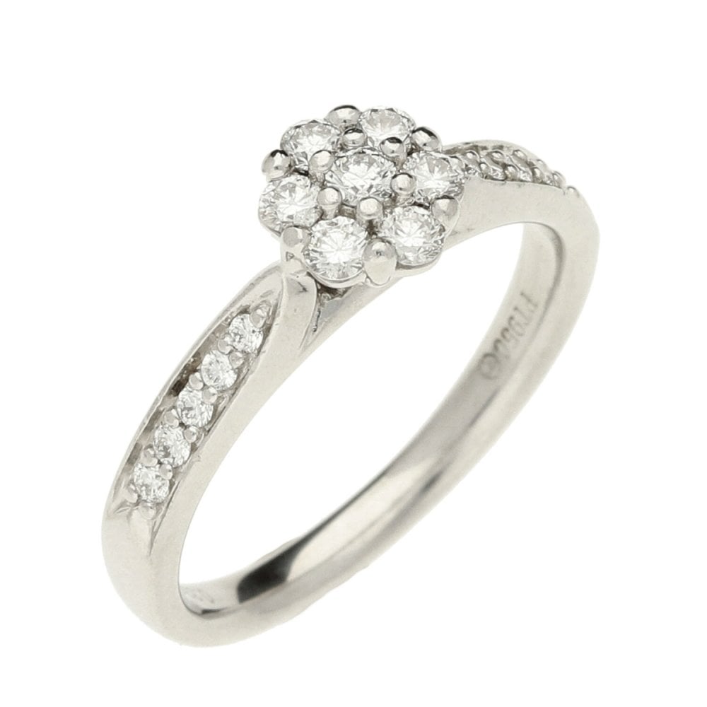 Platinum Ladies Diamond Cluster Ring - Size J ½ - 0.33ct