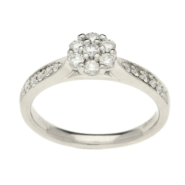 Platinum Ladies Diamond Cluster Ring - Size J ½ - 0.33ct