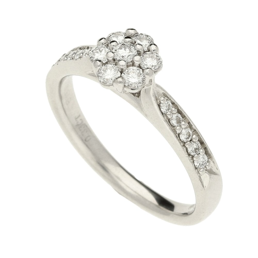 Platinum Ladies Diamond Cluster Ring - Size J ½ - 0.33ct