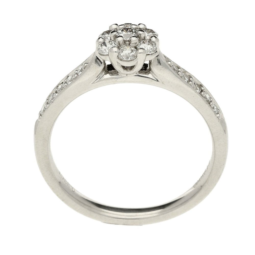 Platinum Ladies Diamond Cluster Ring - Size J ½ - 0.33ct