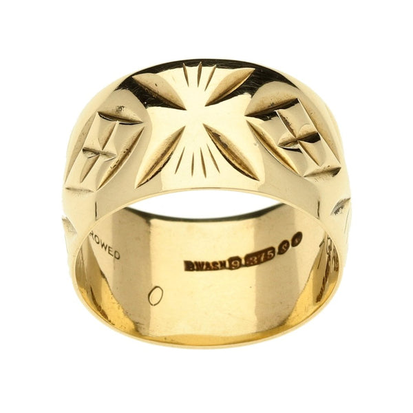 9ct Yellow Gold Patterned Ladies Wedding Ring - 6.3g