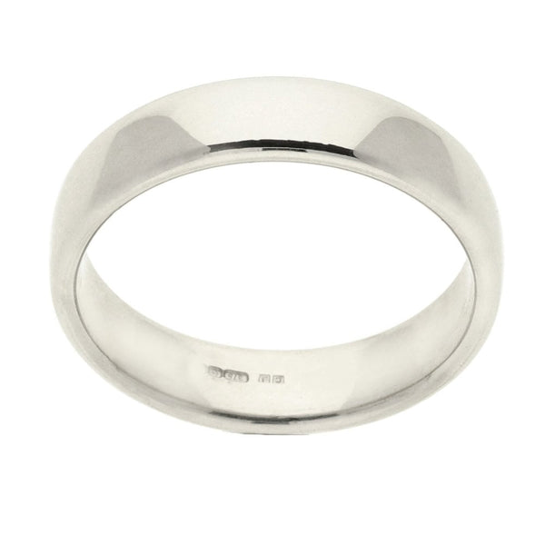 9ct White Gold Mens 5mm D Shape Wedding Ring - Size U