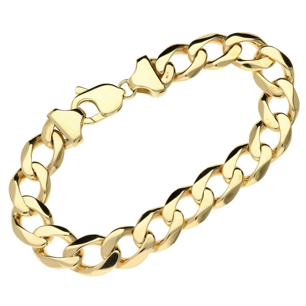 9ct Yellow Gold 9 Inch Heavy Curb Bracelet - 65.5g