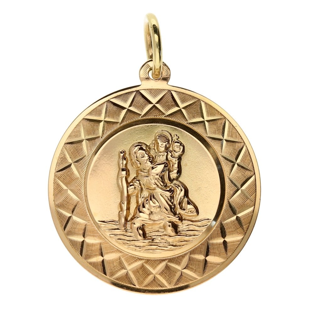9ct Yellow Gold Gents St Christopher Pendant