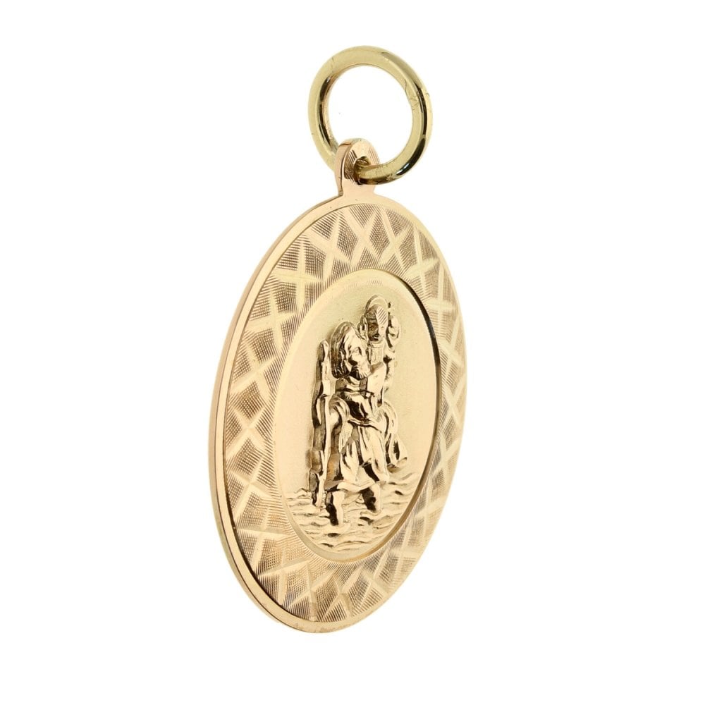 9ct Yellow Gold Gents St Christopher Pendant