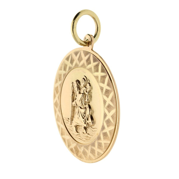 9ct Yellow Gold Gents St Christopher Pendant