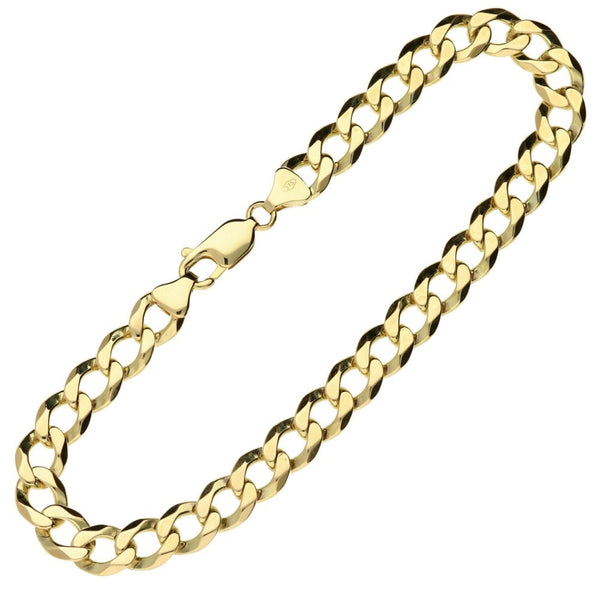 9ct Yellow Gold Gents Curb Bracelet - 8.5 Inches