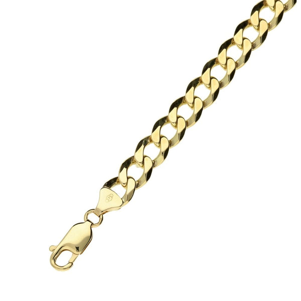 9ct Yellow Gold Gents Curb Bracelet - 8.5 Inches