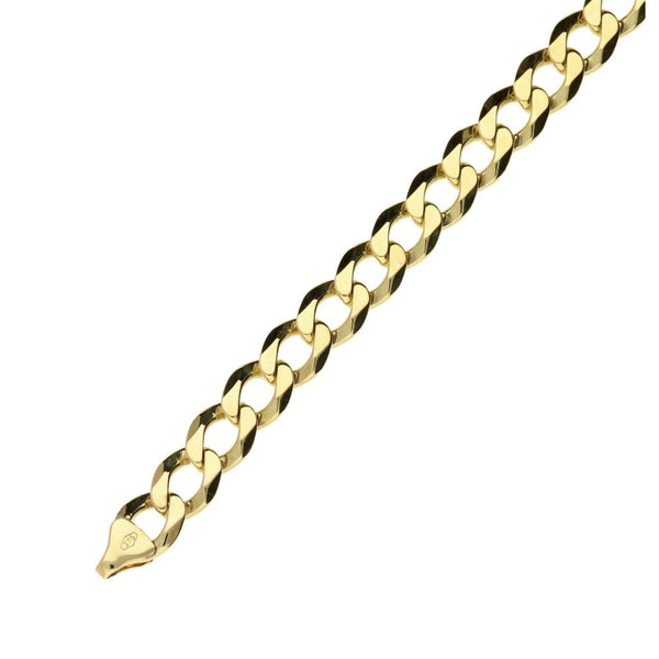 9ct Yellow Gold Gents Curb Bracelet - 8.5 Inches