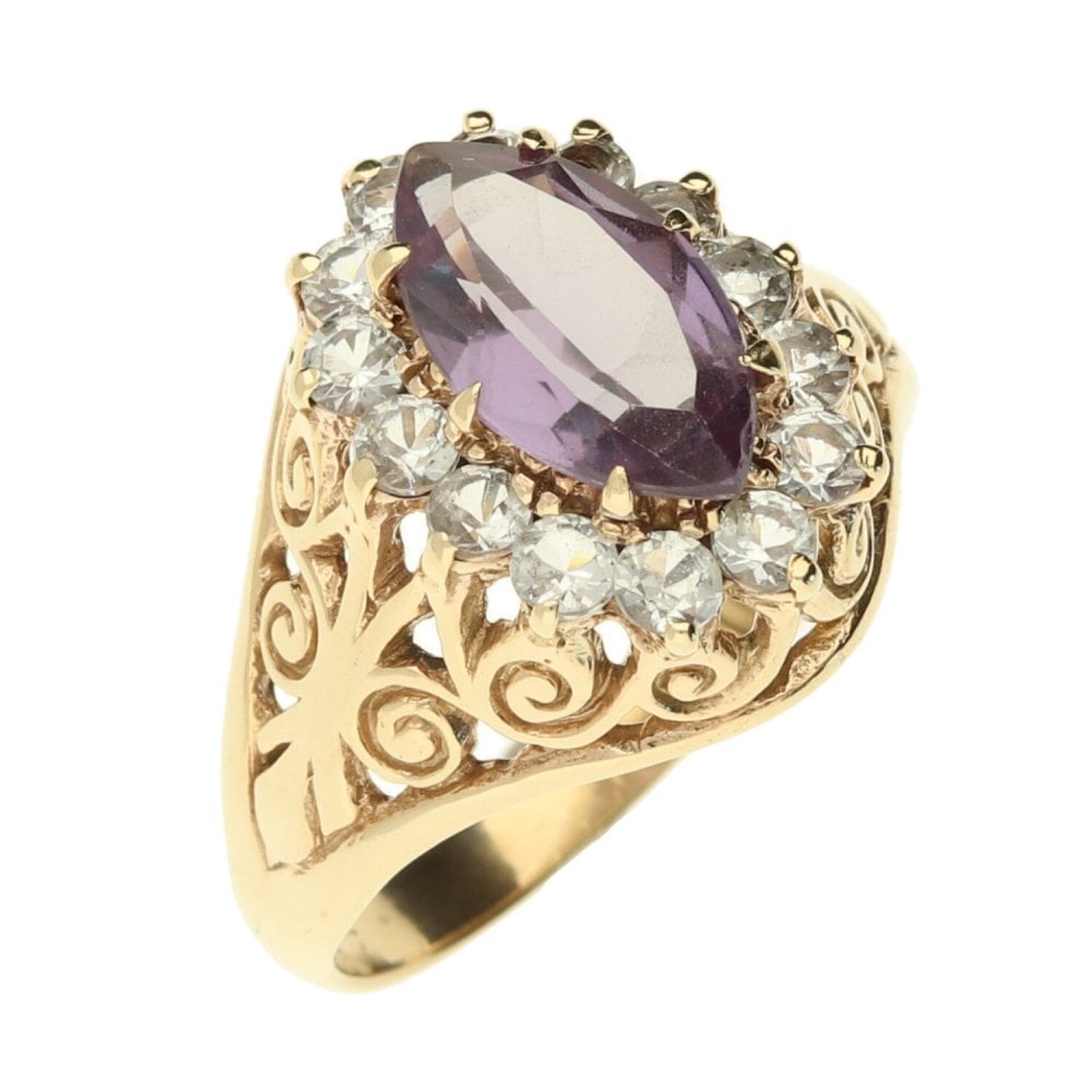 9ct Yellow Gold Cubic Zirconia Dress Ring - Size R