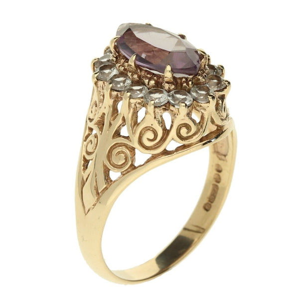 9ct Yellow Gold Cubic Zirconia Dress Ring - Size R