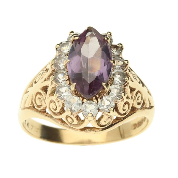 9ct Yellow Gold Cubic Zirconia Dress Ring - Size R
