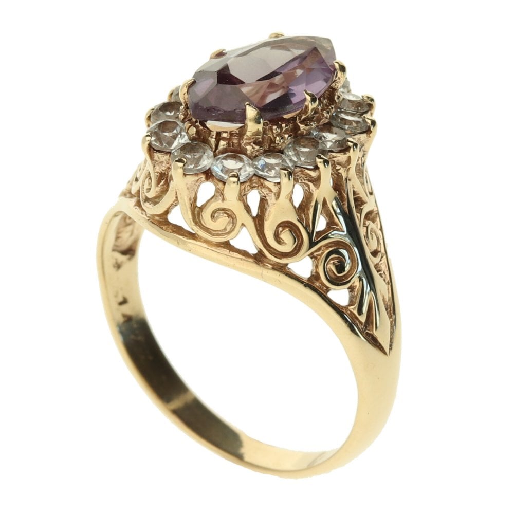 9ct Yellow Gold Cubic Zirconia Dress Ring - Size R