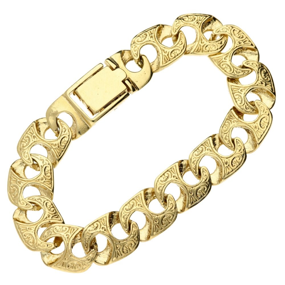 9ct Yellow Gold Gents Bracelet - 8.5" - 43.8g