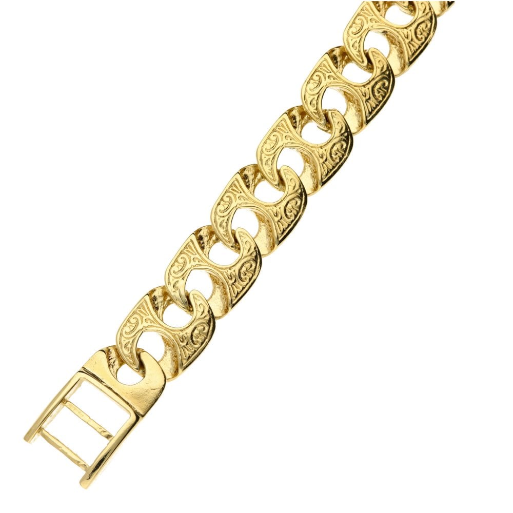 9ct Yellow Gold Gents Bracelet - 8.5" - 43.8g