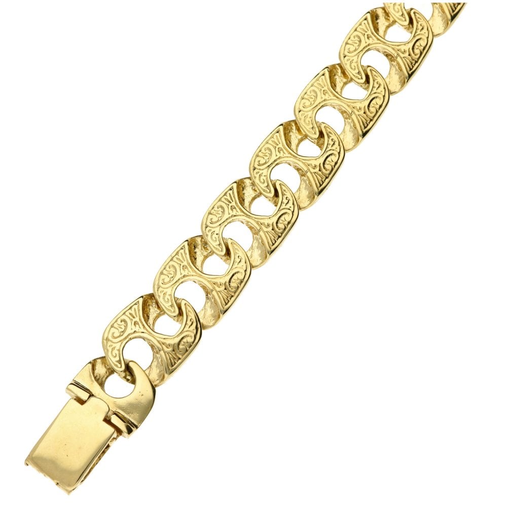 9ct Yellow Gold Gents Bracelet - 8.5" - 43.8g
