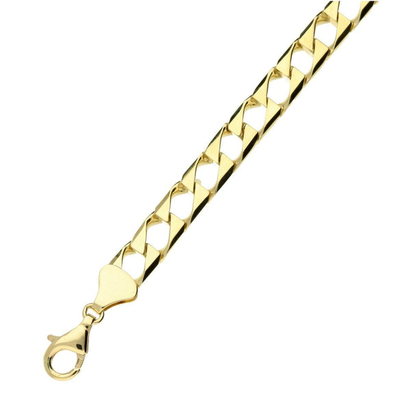 9ct Yellow Gold Gents Square Link Curb Bracelet - 8" - 16g