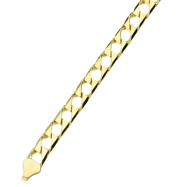 9ct Yellow Gold Gents Square Link Curb Bracelet - 8" - 16g