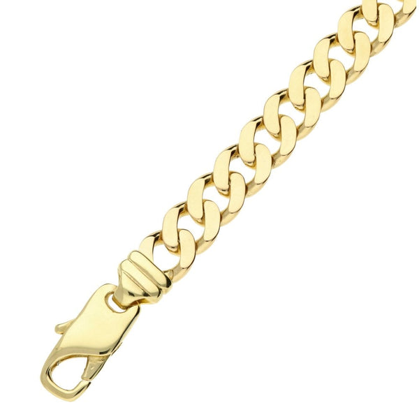 9ct Yellow Gold Gents Curb Bracelet - 8" - 28.5g