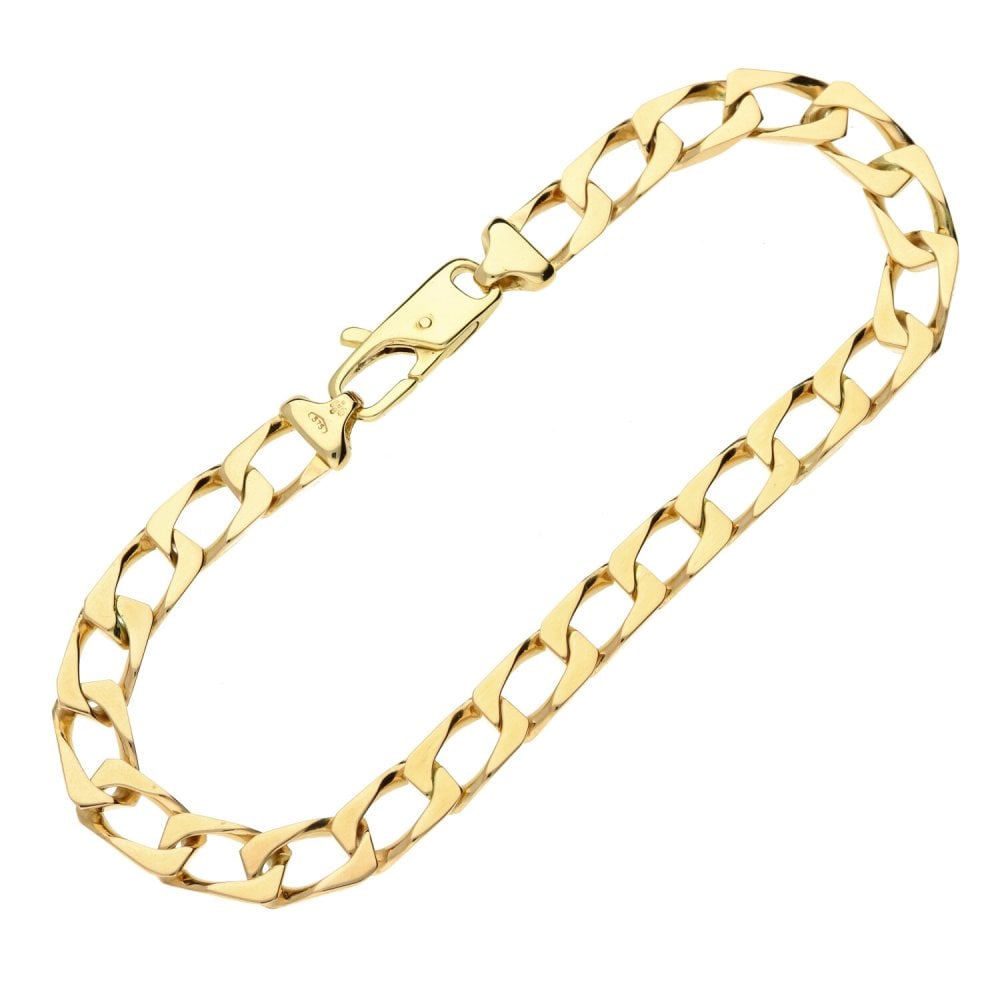 9ct Yellow Gold Gents Curb Bracelet - 15.4g