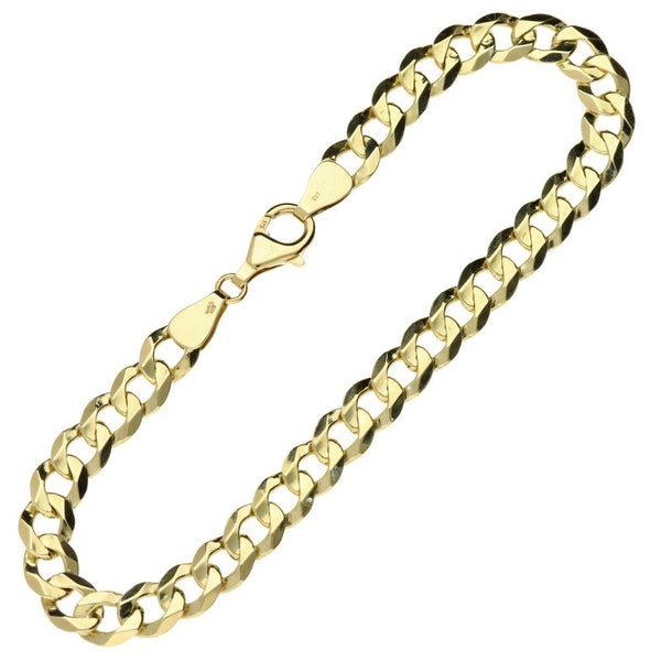 9ct Yellow Gold Gents Curb Bracelet - 8.5" - 11.9g