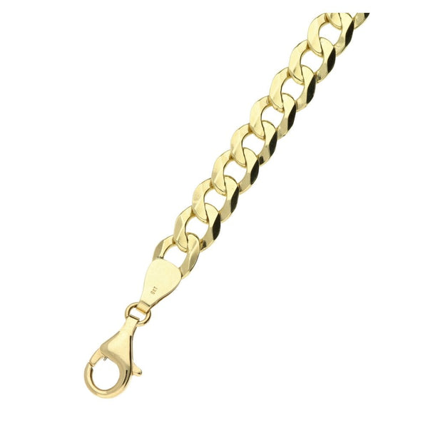 9ct Yellow Gold Gents Curb Bracelet - 8.5" - 11.9g