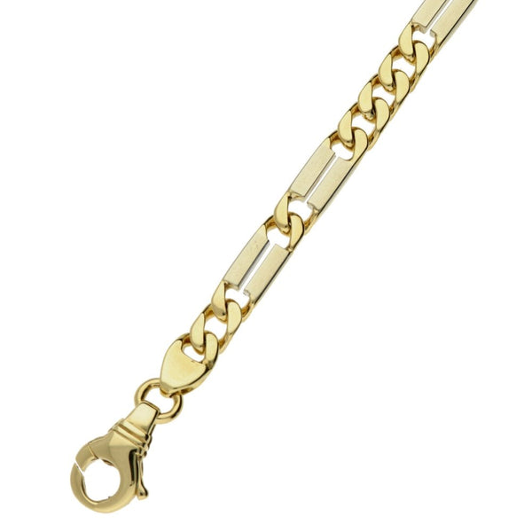 9ct Yellow & White Gold Ladies Fancy Link Bracelet - 7" - 15.9g